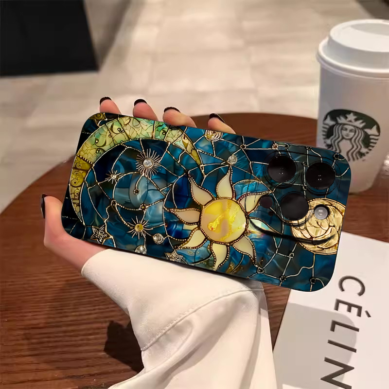 Tablet Accessories Aesthetic - Estetik Güneş Ay Baskılı Telefon Kılıfı